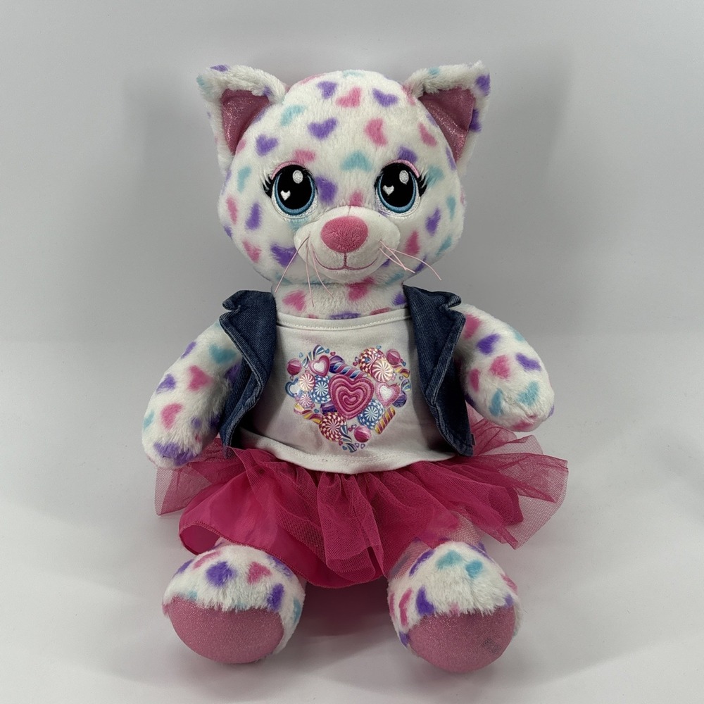 Sugar Hearts Kitty Cat Build a Bear Plush Denim Best Tulle Skirt And T-Shirt